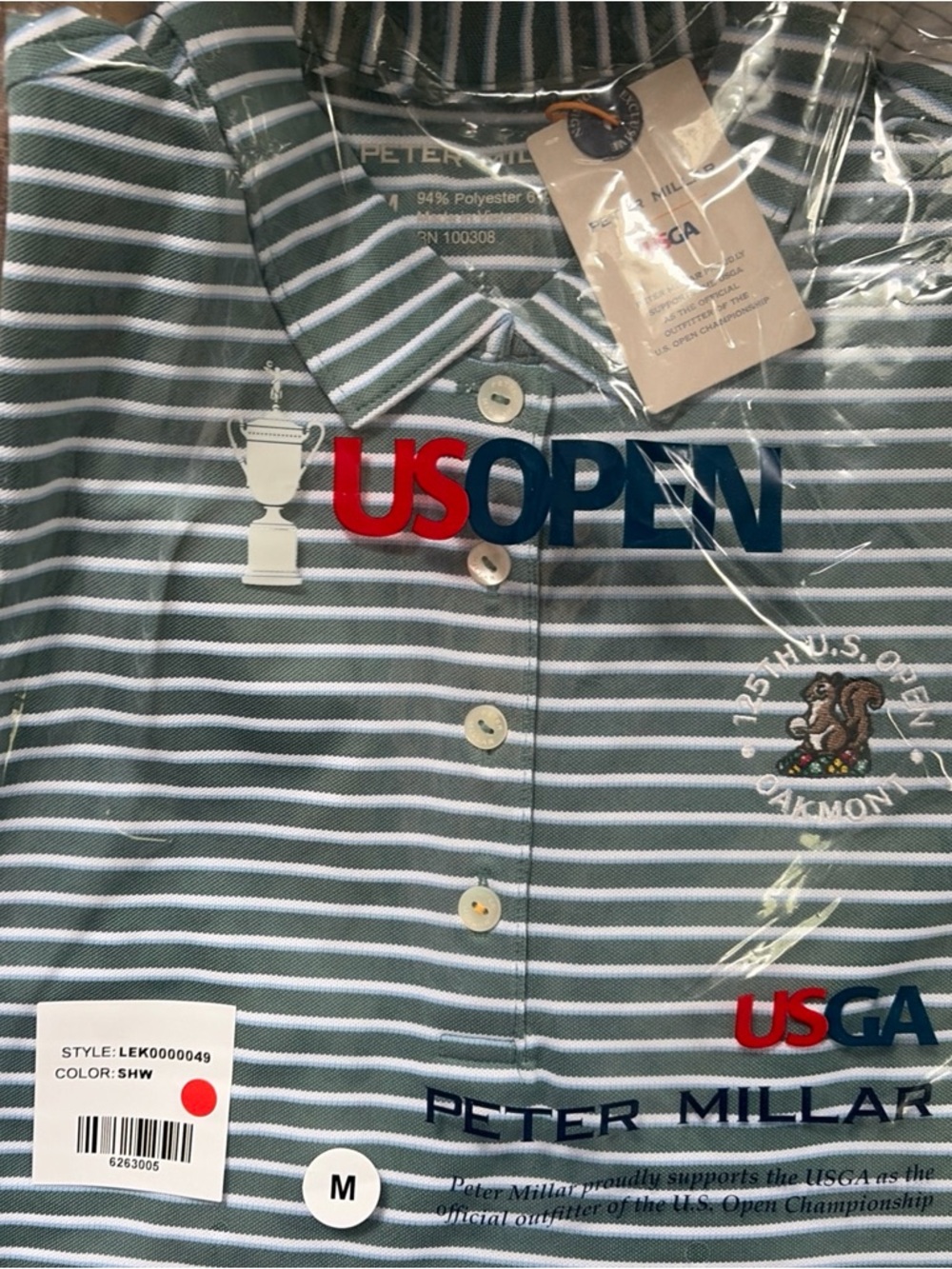 Peter Millar Women Gray Striped Polo Shirt - US Open